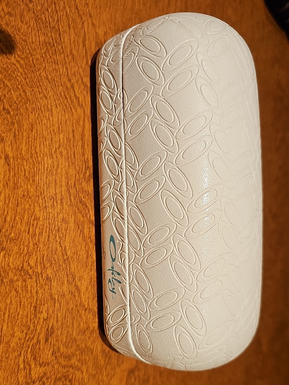 Oakley White Embossed Eyewear Case with Teal Signature